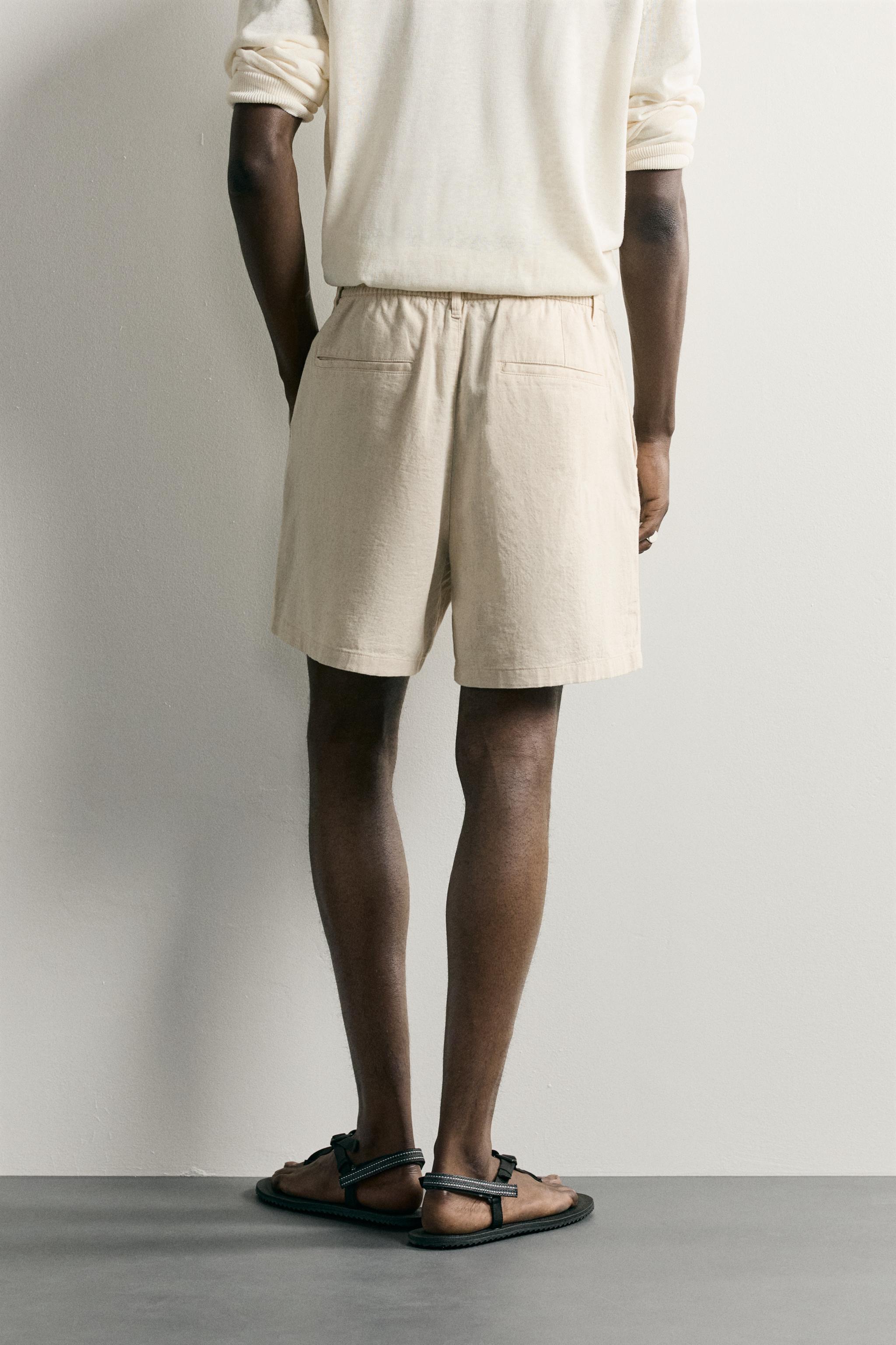 SHORT RELAXED FIT EN COTON ET LIN